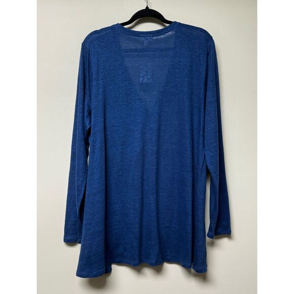 NWT J. JILL Love Linen 100% Linen V-Neck Cardigan Seaside Blue, Sz L - Picture 5 of 10